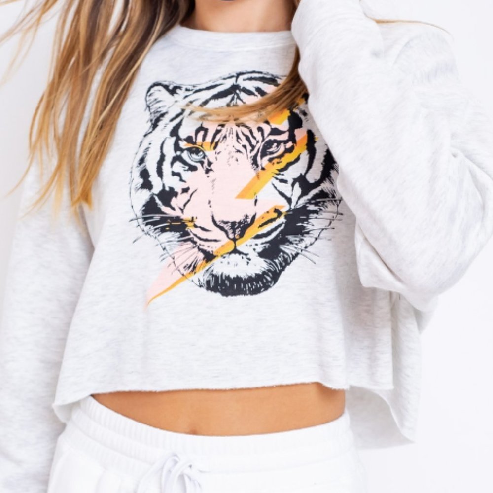 Vintage Graphic Tiger Cropped Sweatshirt - Picture 4 of 9